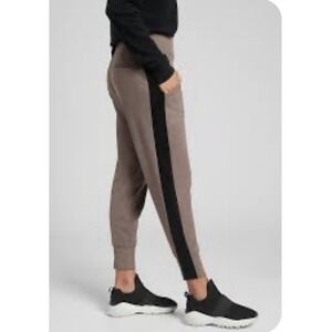 Athleta Venice Velvet Striped Jogger Pants Women's XL Coffee House Black
